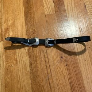 Black and Silver Double Buckle Belt
